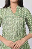 Stylish Green Floral Printed Tunic & Pants Set