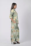 Elegant Green Floral Print Tunic Set