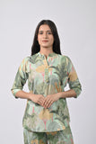Elegant Green Floral Print Tunic Set