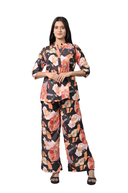 Elegant Multi Floral Print Tunic Set