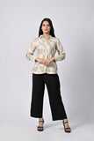 Women’s Green & Beige Abstract Print Shirt