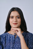 Elegant Indigo Printed Straight Kurti