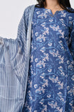 Women’s Blue Printed Cotton Suit Set with Dupatta