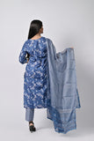 Women’s Blue Printed Cotton Suit Set with Dupatta