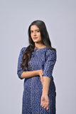 Elegant Indigo Printed Straight Kurti