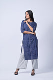 Elegant Indigo Printed Straight Kurti