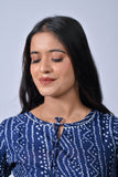 Elegant Indigo Printed Straight Kurti