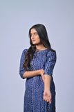 Elegant Indigo Printed Straight Kurti
