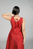 Sleeveless Button-Down Red Kurti - Belle Noor