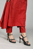 Sleeveless Button-Down Red Kurti - Belle Noor