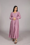 Anarkali Suit, Long Sleeve, Sweetheart Neck, Dusty Pink, Flared Fit - Belle Noor