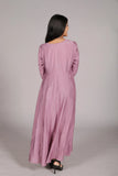 Anarkali Suit, Long Sleeve, Sweetheart Neck, Dusty Pink, Flared Fit - Belle Noor