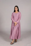 Anarkali Suit, Long Sleeve, Sweetheart Neck, Dusty Pink, Flared Fit - Belle Noor
