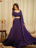 Purple Diamond Crush Silk Lehenga with Flairy Ruffles for Party Collection