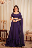 Purple Diamond Crush Silk Lehenga with Flairy Ruffles for Party Collection
