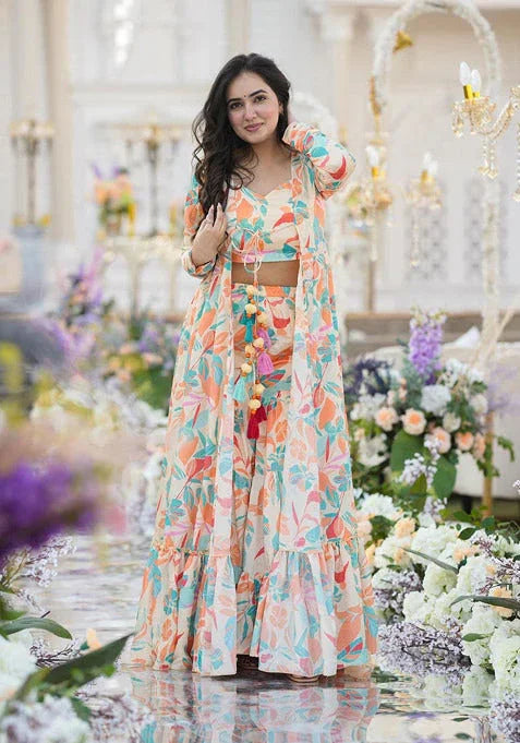 Crop tops + lehenga skirts