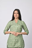 Stylish Green Floral Printed Tunic & Pants Set