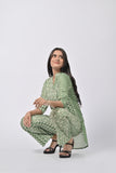 Stylish Green Floral Printed Tunic & Pants Set