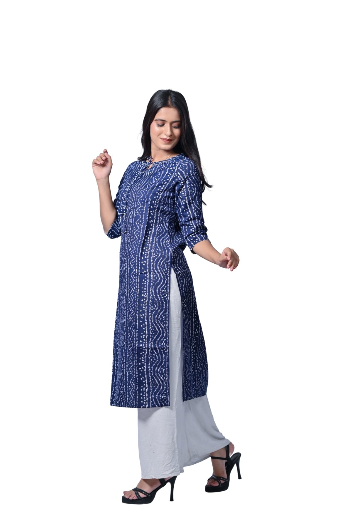 Elegant Indigo Printed Straight Kurti