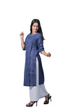 Elegant Indigo Printed Straight Kurti