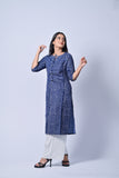 Elegant Indigo Printed Straight Kurti