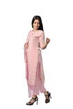 Soft Pink Floral Printed Cotton Kurti with Dupatta