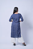 Elegant Indigo Printed Straight Kurti
