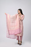 Soft Pink Floral Printed Cotton Kurti with Dupatta