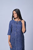 Elegant Indigo Printed Straight Kurti