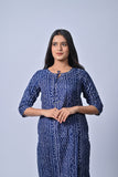 Elegant Indigo Printed Straight Kurti