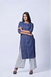 Elegant Indigo Printed Straight Kurti