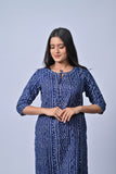 Elegant Indigo Printed Straight Kurti