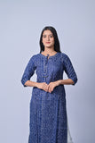Elegant Indigo Printed Straight Kurti