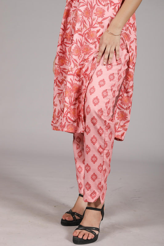 Kurta Set with Palazzo and Dupatta, Pink, Traditional Indian Ethnic Wear - Belle Noor