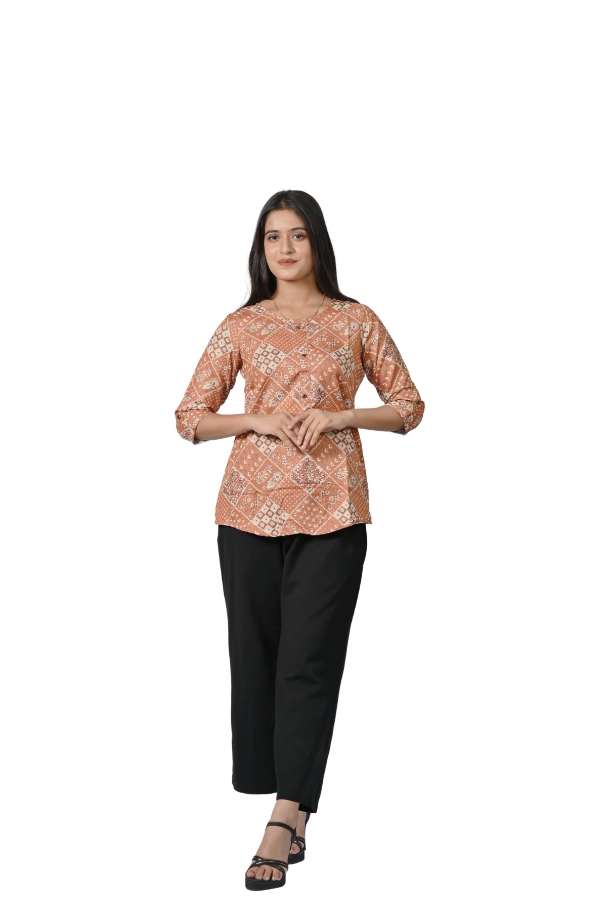Elegant Printed Top with Button Closure