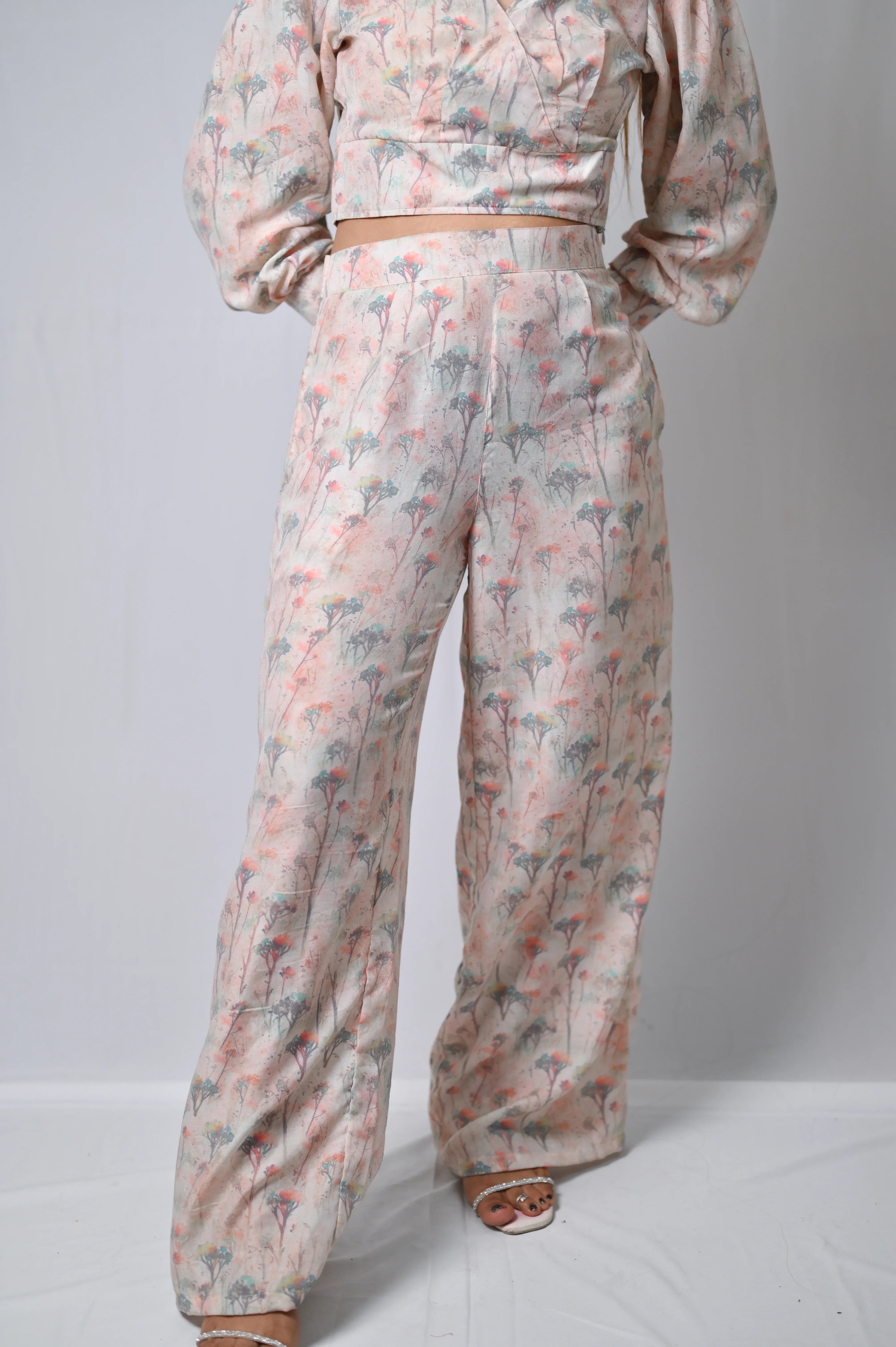 Muslin Silk Printed Top Crop - Belle Noor