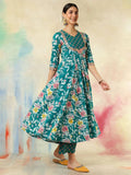 Designer Pure Cotton Anarkali Kurta with Bottom & Dupatta