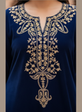 Royal Blue Viscose Velvet Top and Pant Set